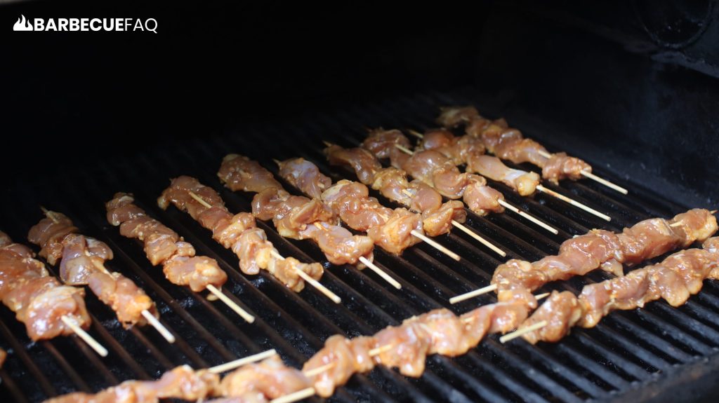 chinese chicken on a stick on the pellet grill