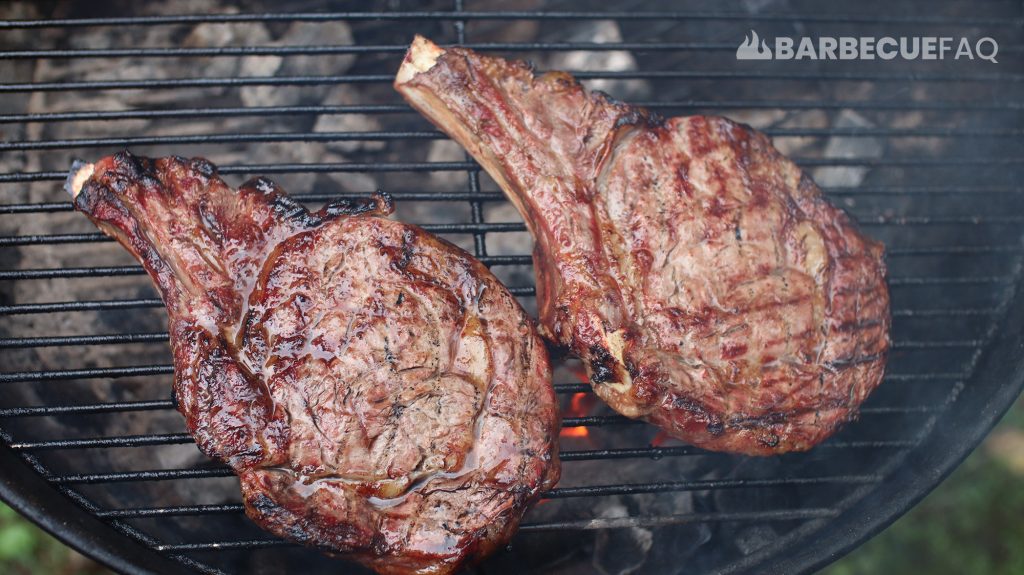 searing ribeye steak