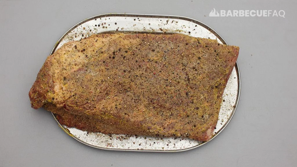 a brisket that used mustard as a binder to keep spices on the meat