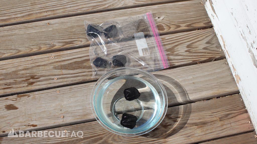 charcoal test, one is in a bowl of water the other in a bag with some water to simulate a humid environment