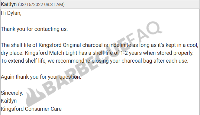 kingsford charcoal response