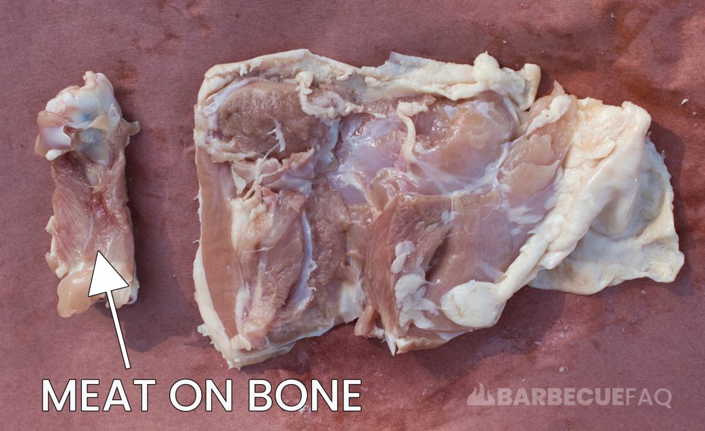 deboning done incorrectly demonstrating the meat left on the bone