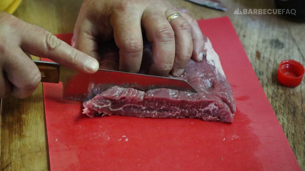 slicing flank steak against the grain