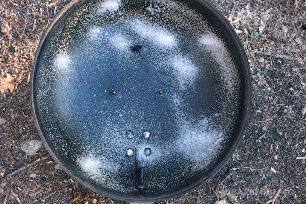 dish soap on lid interior