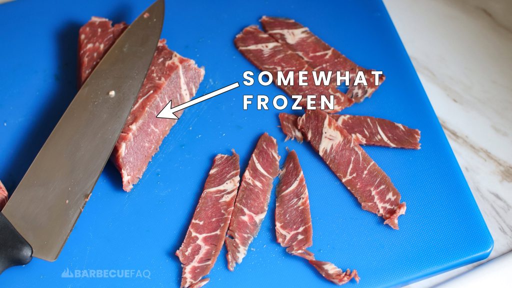 slicing jerky meat against the grain