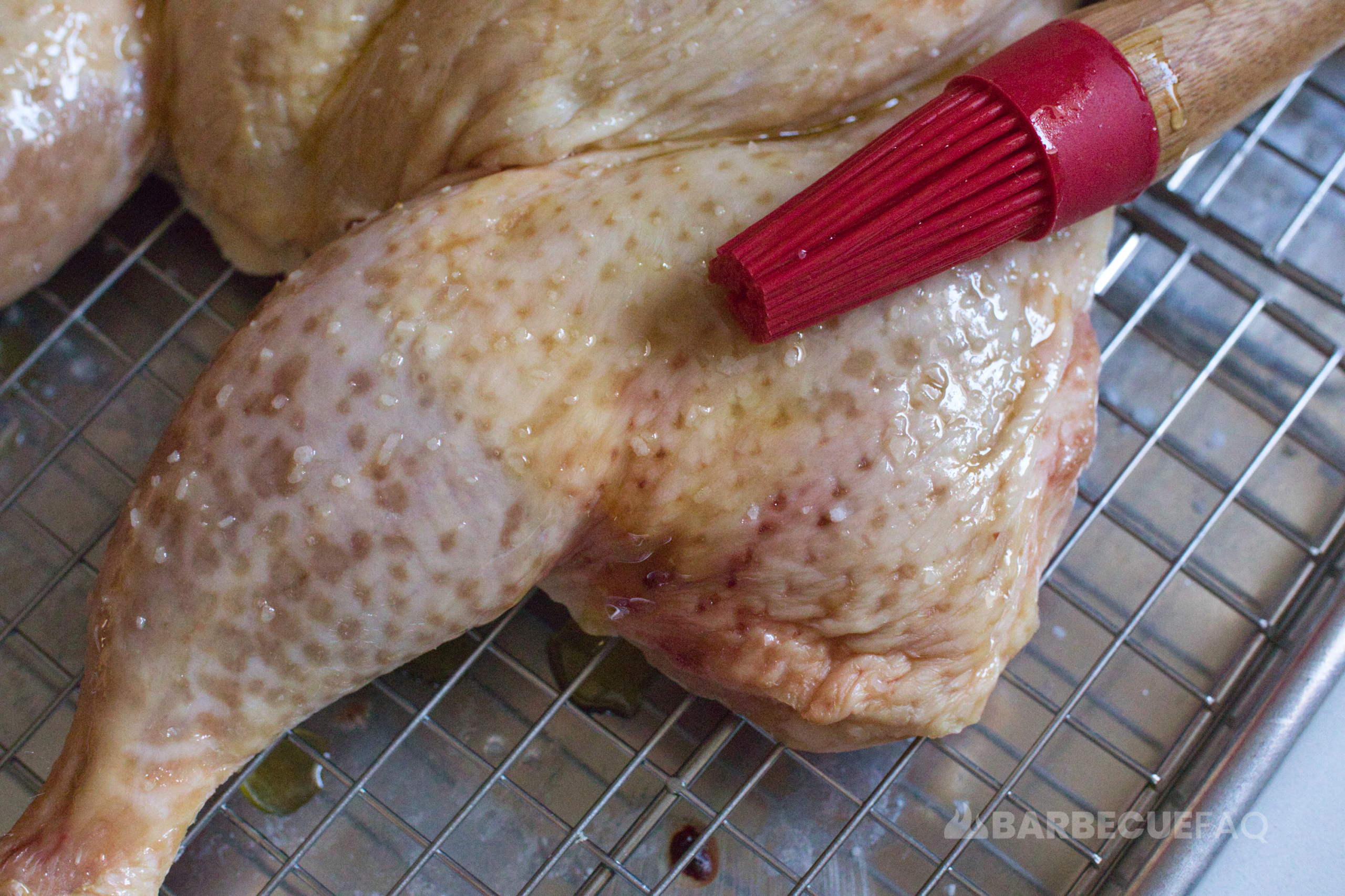 cooking oil on chicken skin