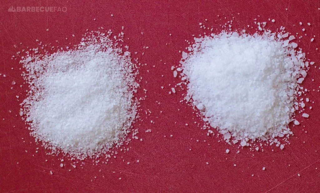 diamond crystal kosher salt and mortons kosher salt side by side for rub