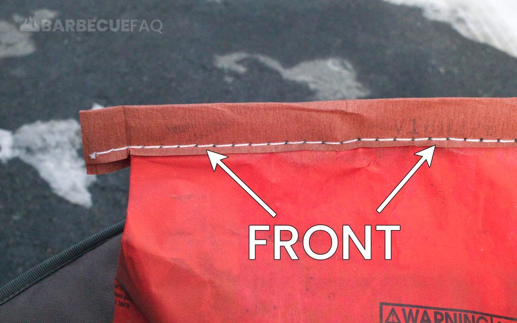 charcoal bag clean seam side