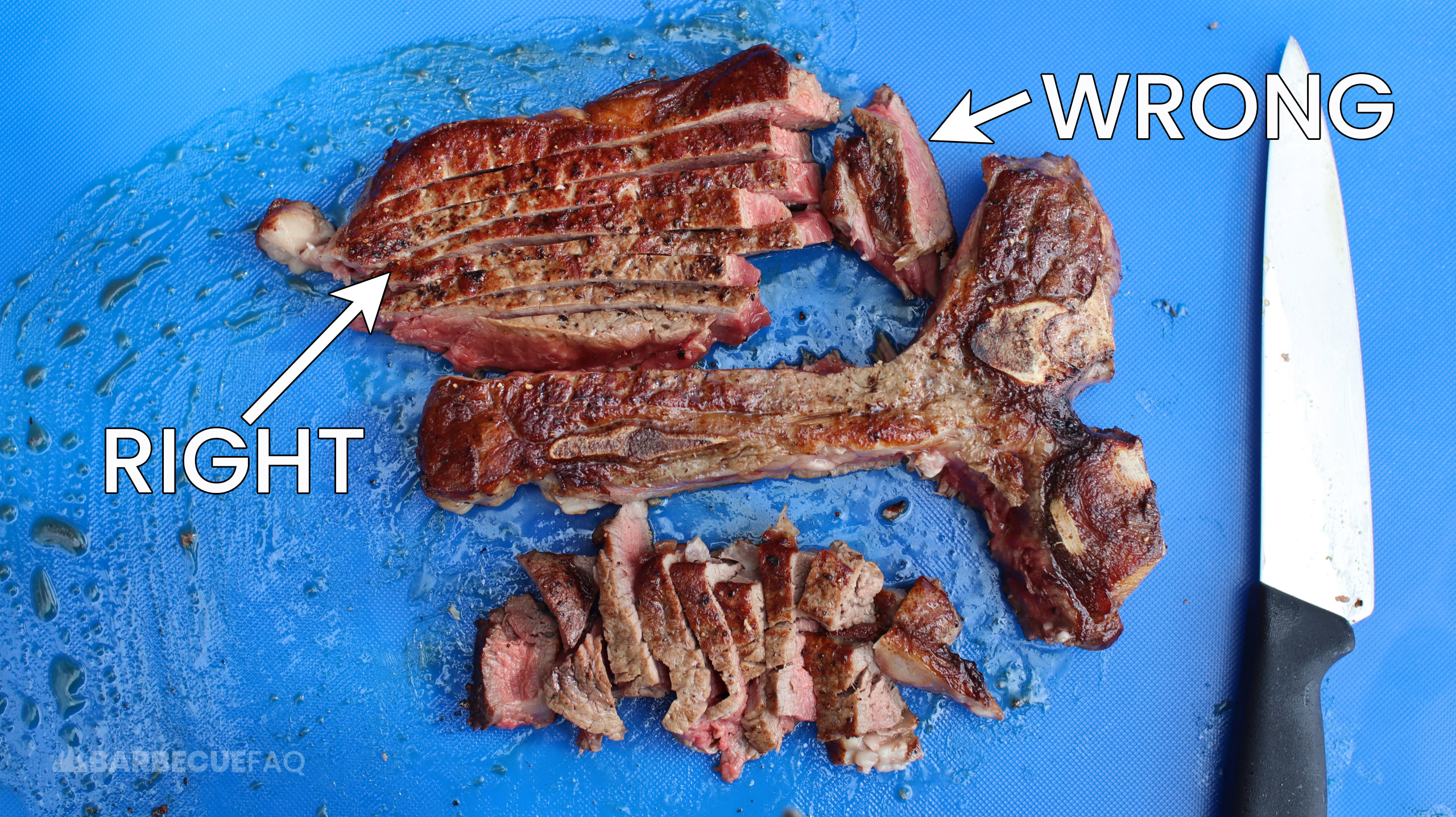 slicing t-bone wrong and right