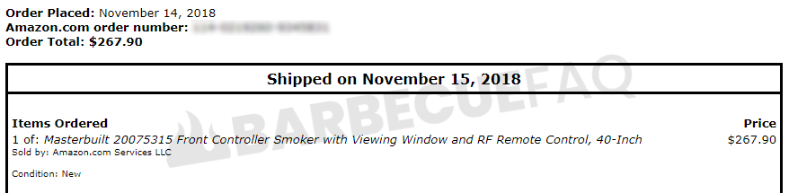 amazon masterbuilt order receipt