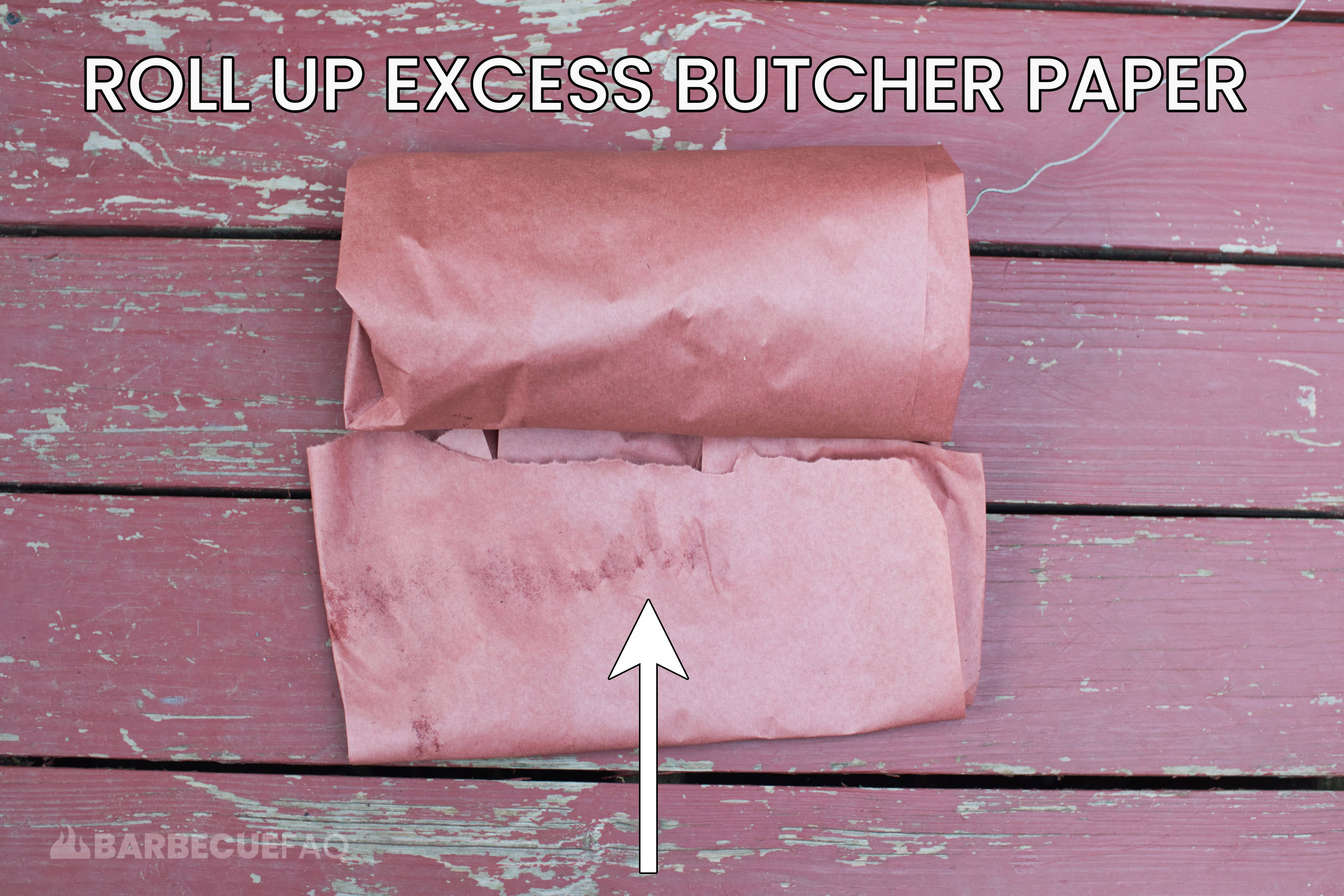 folding up excess butcher paper