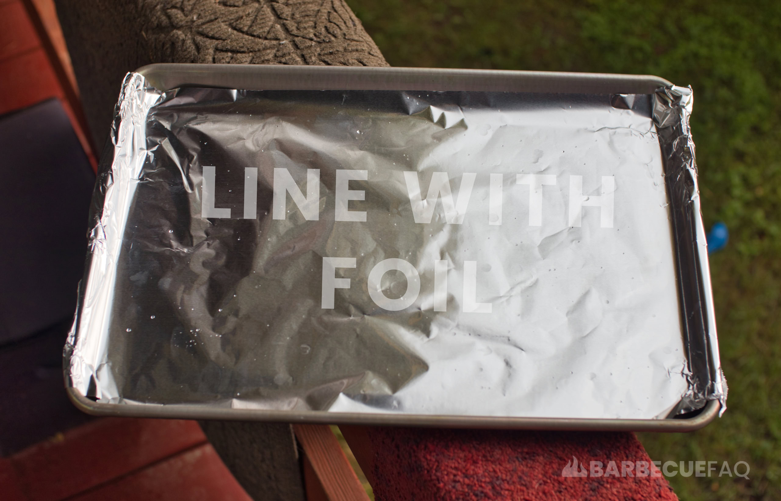 baking sheet lined with aluminum foil