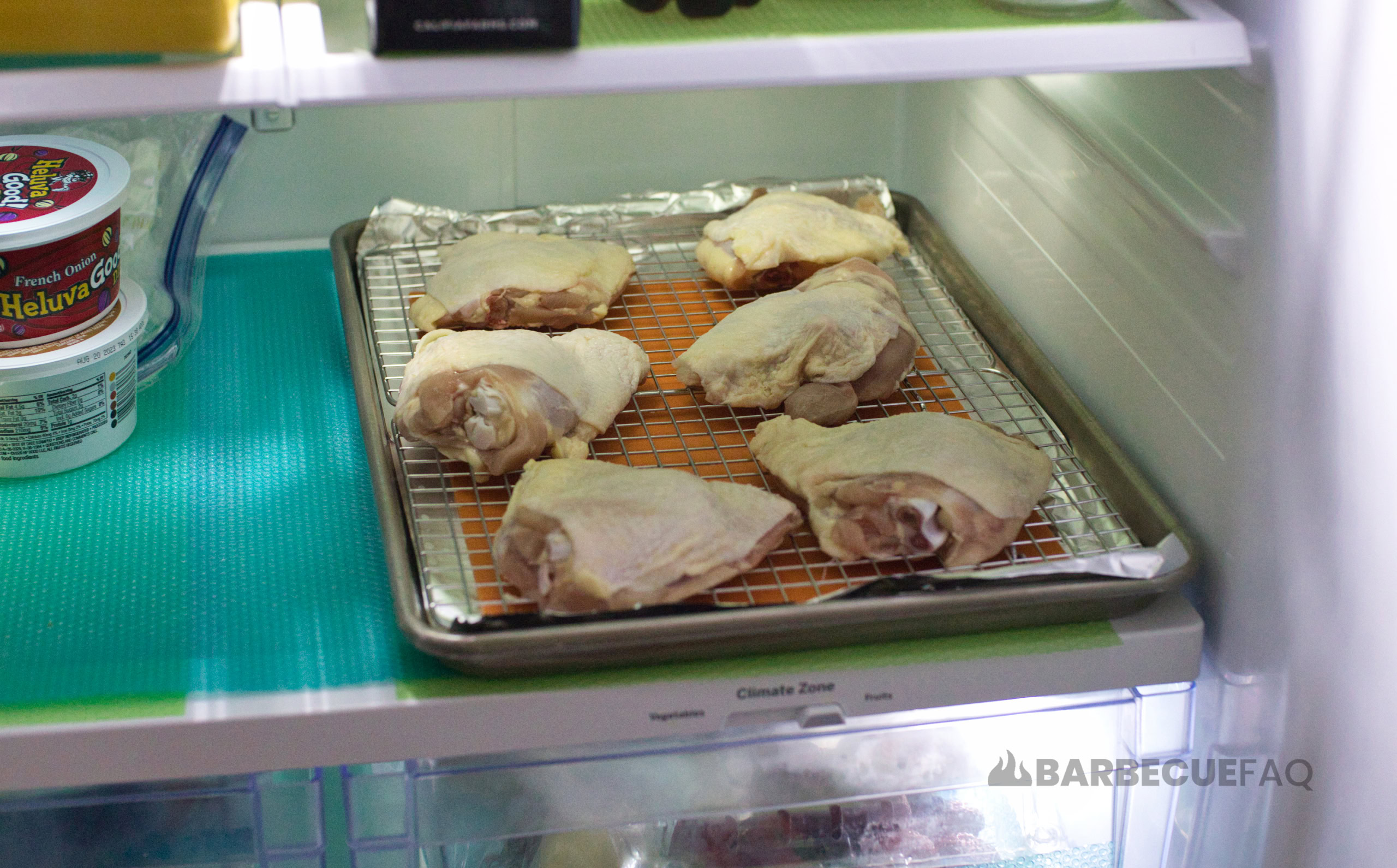 chicken thighs bottom row dry brining