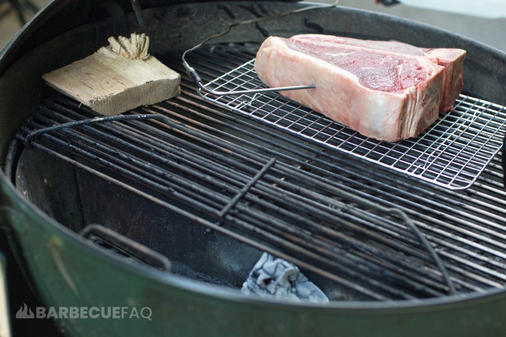 porterhouse fat towards the fire