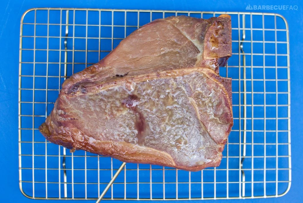 resting porterhouse for 6 minutes before searing