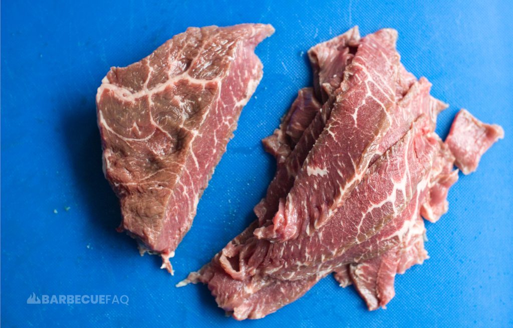 slicing london broil chuck for beef jerky