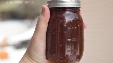 homemade East Carolina vinegar sauce in a small mason jar
