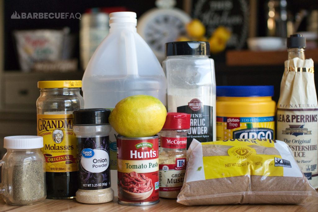 ingredients for St. Louis bbq sauce on a table