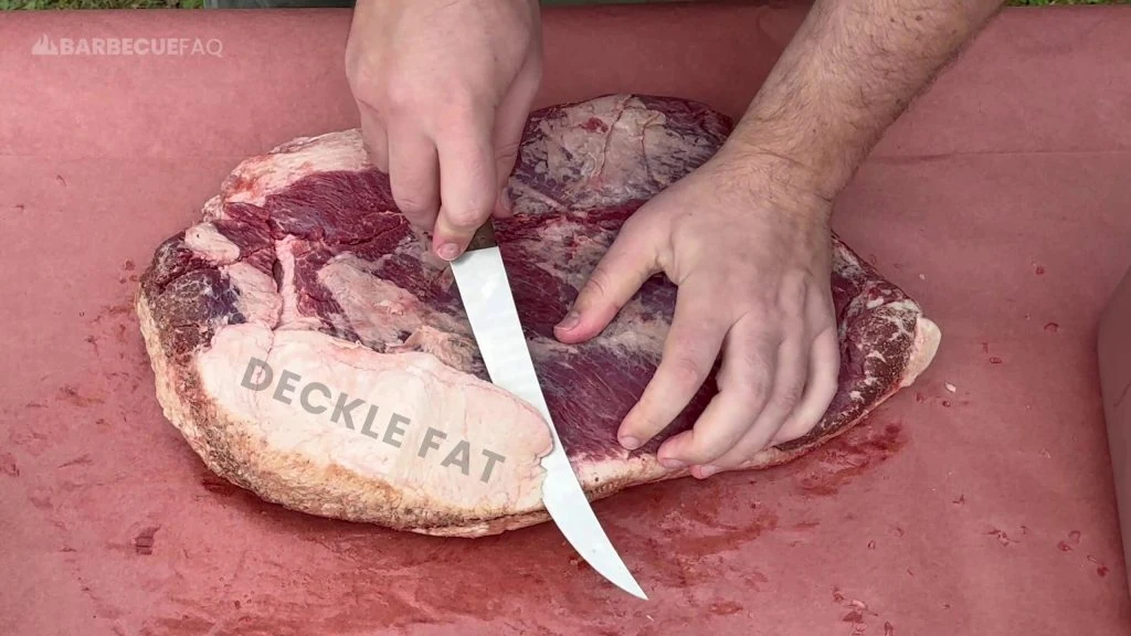 removing the deckle fat from the brisket