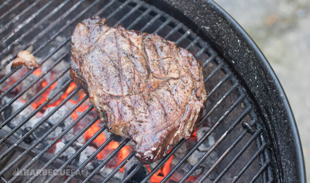 searing the other side of the steak