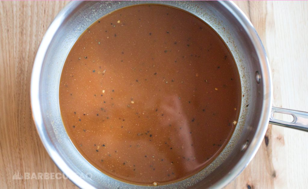 ingredients of Texas-style barbecue sauce combined in medium sauce pan