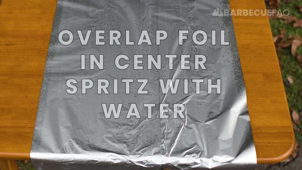 two sheets of aluminum foil spritzed for wrapping