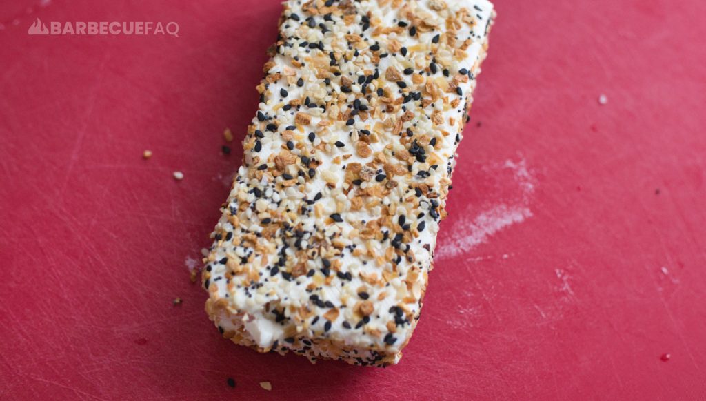 everything bagel seasoning on cream cheese block