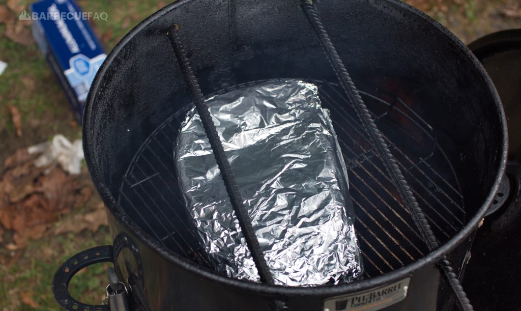 texas crutched brisket on pit barrel cooker