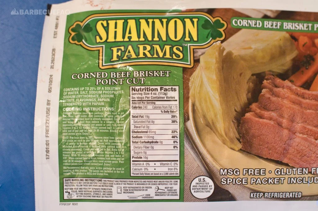 corned beef brisket, point cut in package