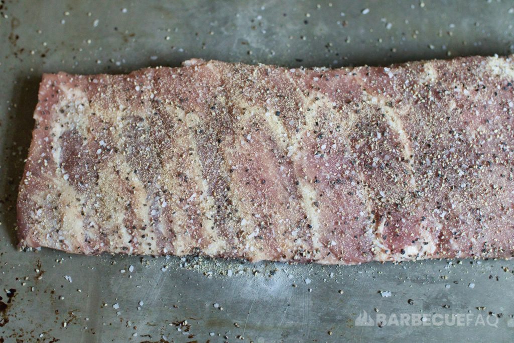 ribs seasoned with kosher salt, pepper, and garlic