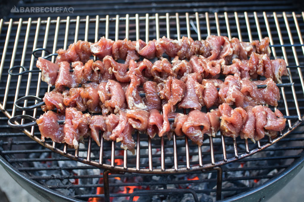 grilling pork stick on weber kettle