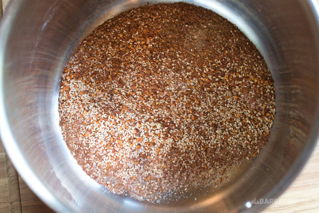 dry ingredients in pot for chili crisp