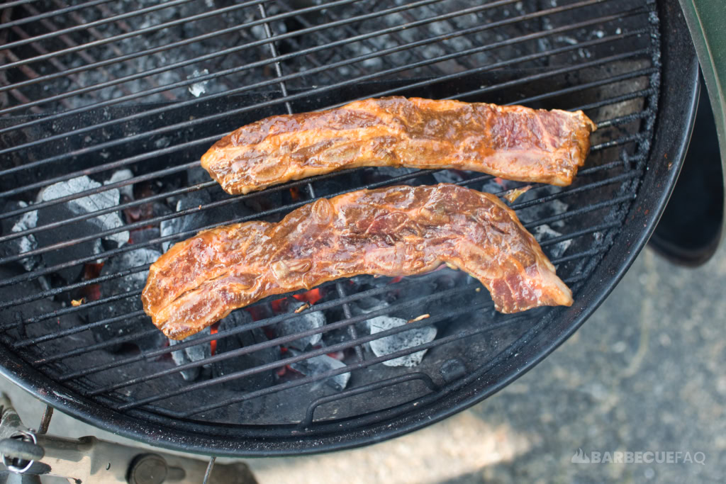 flanken cut beef ribs on grill