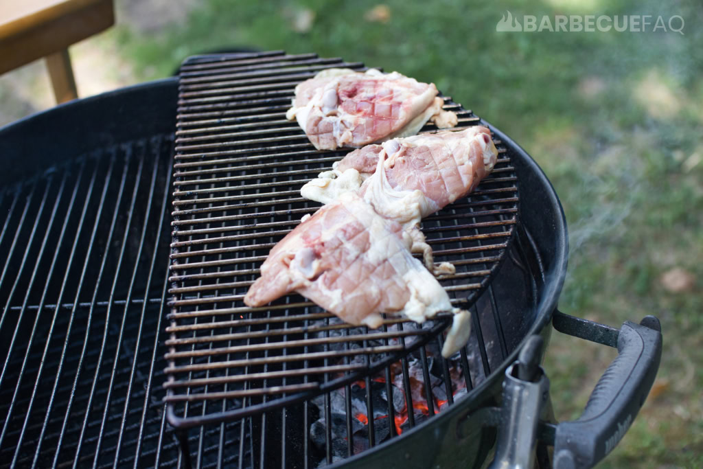 chicken thighs skin side down for 1 hour