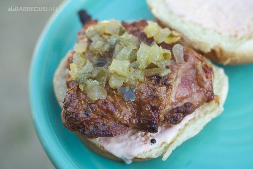 crispy chicken sandwich on grill