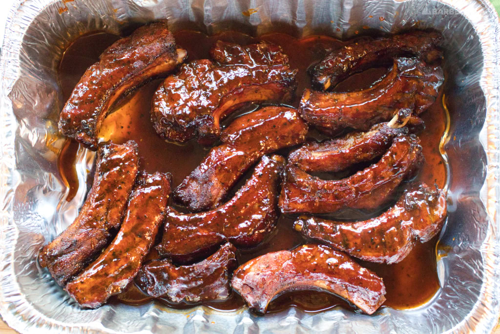 party ribs in foil pan to tenderize