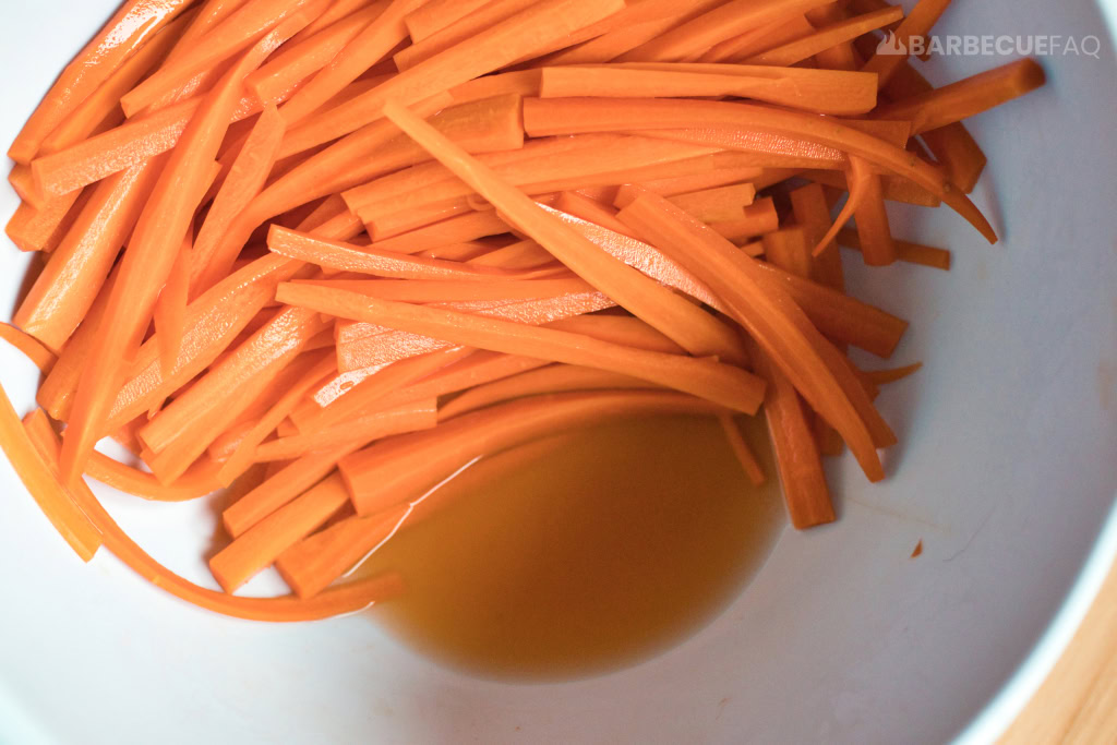 salting carrot matchsticks for 15 minutes