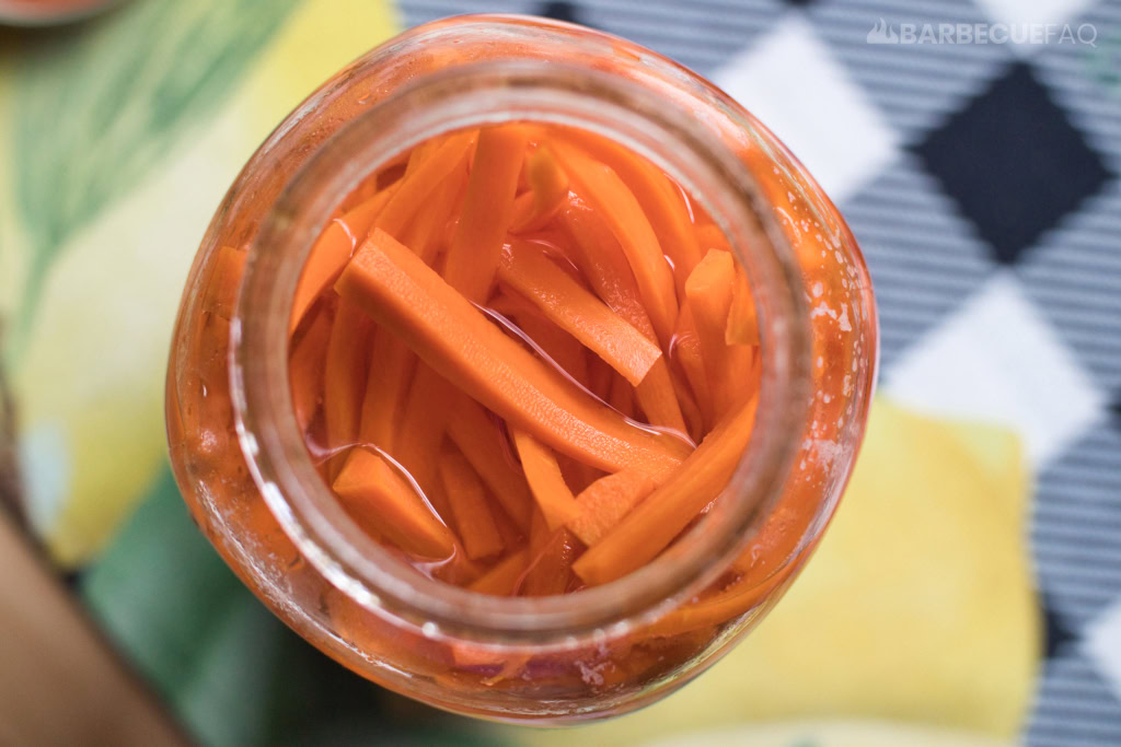 top down view of pickled carrots