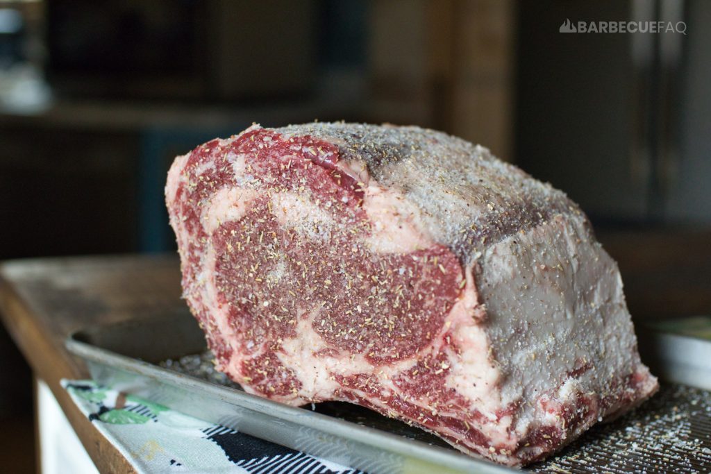 rosemary salt dry brining on prime rib