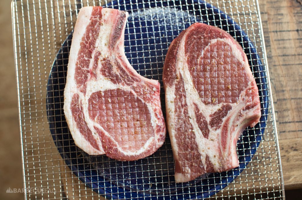 pork chops after dry brining overnight