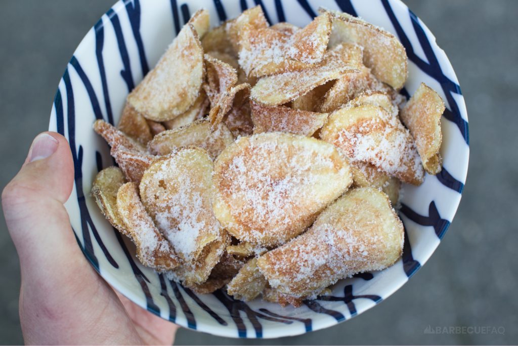 kettle cooked chips seasoned with homemade salt and vinegar seasoning